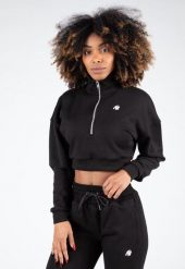 Ocala Cropped Bluza z zamkiem błyskawicznym do połowy - Czarny. Czarne bluzy bez kaptura damskie GORILLA WEAR, xl, bez wzorów, z bawełny, bez ramiączek, bez kaptura. Za 193.00 zł.