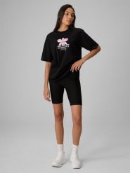 4F Legginsy kolarki z prążkowanej dzianiny damskie - czarne S. Czarne legginsy damskie 4f, s, bez wzorów, z dzianiny. Za 79.99 zł.