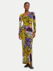 Desigual Sukienka codzienna Neckline Lacroix 25WWVK37 Zielony Slim Fit. Zielone sukienki damskie Desigual, na co dzień, xs, bez wzorów, z wiskozy, bez kołnierzyka, bez ramiączek, proste. Za 629.99 zł.