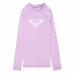 Dziewczęca koszulka z długim rękawem i filtrem UV WHOLE HEARTED. Fioletowe koszulki dziewczęce Roxy, bez wzorów, z elastanu, bez ramiączek. Za 139.95 zł.