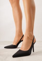 Czarne Casualowe Sandały na Szpilce Typu Slingback Lamigonia. Czarne sandały damskie Renee, bez wzorów, bez obcasa, na obcasie. Za 119.99 zł.