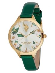 U.S. Polo Assn. Zegarek kwarcowy w kolorze złoto-ciemnozielono-białym rozmiar: onesize. Zielone, analogowe zegarki damskie U.S. Polo Assn., metalowe. Za 173.99 zł.
