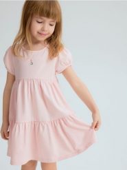 Bawełniana sukienka z haftem - pastelowy róż. Czerwone sukienki dziewczęce Reserved, bez wzorów, z bawełny, bez ramiączek. Za 39.99 zł.