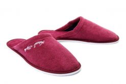 METEOR 042 FROTTE IZABELA bordowy, kapcie/klapki damskie. Czerwone klapki damskie Meteor, bez wzorów, bez obcasa. Za 33.14 zł.
