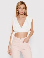 DeeZee Bluzka My Time BLK018 Biały Regular Fit. Białe bluzki damskie DeeZee, bez wzorów, z syntetyku, bez ramiączek. Za 39.99 zł.
