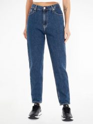 CALVIN KLEIN JEANS Dżinsy - Mom fit - w kolorze granatowym rozmiar: W34. Niebieskie jeansy damskie Calvin Klein Jeans, z podwyższonym stanem. Za 326.32 zł.