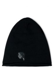 KARL LAGERFELD Męska czapka Mężczyźni Wełna czarny jednolity, M. Czarne czapki męskie Karl Lagerfeld, bez wzorów, z wełny. Za 499.95 zł.