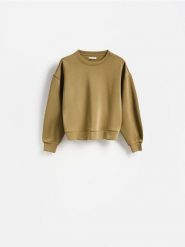Bluza z modalem - oliwkowy. Zielone bluzy bez kaptura damskie Reserved, l, z dzianiny. Za 109.99 zł.