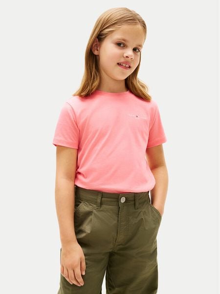 Tommy Hilfiger T-Shirt KS0KS00661 Różowy jasny Regular Fit. Czerwone koszulki dziewczęce Tommy Hilfiger, bez wzorów, z bawełny, bez ramiączek. Za 109.99 zł.