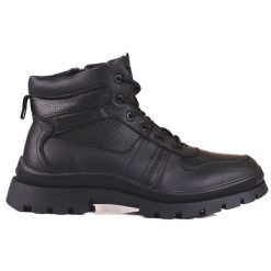 SHELOVET Zimowe buty męskie ocieplane futerkiem czarne. Czarne buty wizytowe męskie na zimę, bez zapięcia. Za 314.19 zł.