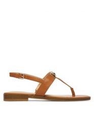 Guess Sandały FLJRMY LEA03 Brązowy. Brązowe sandały damskie Guess, z aplikacjami, ze skóry, bez obcasa, na płaskiej podeszwie. Za 519.99 zł.