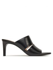Calvin Klein Klapki Heel Mule 70 - Lth 2 Straps HW0HW02460 Czarny. Czarne klapki damskie CALVIN KLEIN, bez wzorów, ze skóry, bez obcasa. Za 409.99 zł.