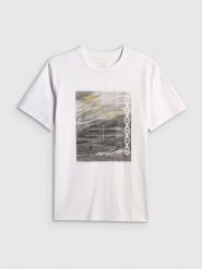 4F T-shirt regular z nadrukiem męski - biały S. Białe t-shirty męskie 4f, m, bez wzorów, z bawełny, bez kołnierzyka. Za 79.99 zł.