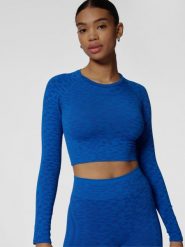 Damski crop top z długim rękawem Hummel MT Leo. Niebieskie topy sportowe damskie HUMMEL, l, bez wzorów, z poliesteru, bez ramiączek. Za 182.70 zł.