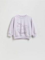 Bluza z haftowanym wzorem - lawendowy. Fioletowe bluzy i bluzki niemowlęce Reserved, bez wzorów, z bawełny, bez ramiączek, bez kaptura. Za 49.99 zł.