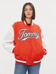Tommy Jeans Kurtka bomber Letterman DW0DW17233 Czerwony Relaxed Fit. Czerwone kurtki damskie Tommy Jeans, l, bez wzorów, z jeansu, bez kaptura. Za 959.99 zł.