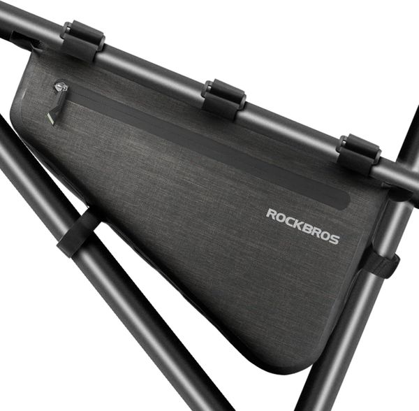 Wodoodporna torba na ramę rowerową ROCKBROS 4L. Szare torebki klasyczne damskie ROCKBROS, bez wzorów, z materiału, duże, bez dodatków. Za 147.60 zł.