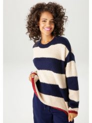 Aniston Sweter w kolorze niebiesko-beżowym rozmiar: 34. Brązowe swetry klasyczne damskie Aniston, ze splotem, bez kołnierzyka. Za 59.95 zł.