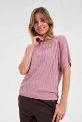 Sweter z krótkimi rękawami różowy. Czerwone swetry klasyczne damskie MOODO, l, z poliesteru, bez kołnierzyka. Za 99.99 zł.