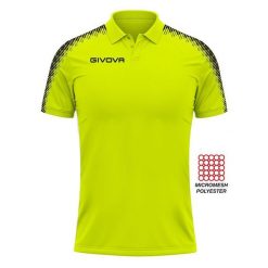 Sportowa koszulka polo Givova Fluo Żółto-Zielona. Czarne bluzki sportowe damskie Givova, m, z materiału, bez kołnierzyka, bez ramiączek. Za 95.18 zł.
