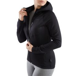 Bluza trekkingowa techniczna damska Viking Jukon Hoodie z kapturem na zamek. Czarne bluzy z kapturem damskie VIKING, xl, z dzianiny. Za 379.90 zł.