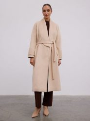 BGN Płaszcz przejściowy w kolorze beżowym rozmiar: 36. Brązowe płaszcze damskie BGN, bez wzorów, z wełny. Za 304.99 zł.