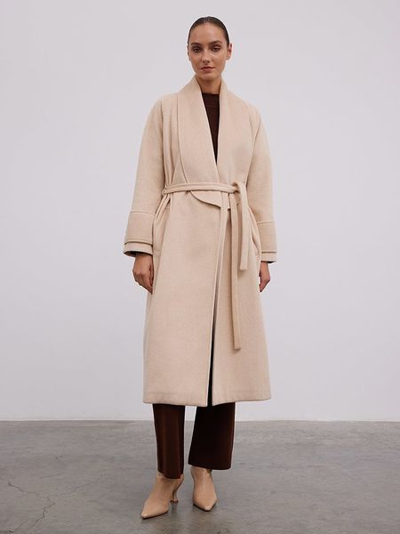 BGN Płaszcz przejściowy w kolorze beżowym rozmiar: 40. Brązowe płaszcze damskie BGN, bez wzorów, z wełny. Za 304.99 zł.