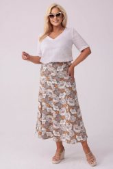 Lniana spódnica o długości MAXI PLUS SIZE OVERSIZE XXL. Spódniczki damskie Moda Size Plus Iwanek, plus size, bez wzorów, ze lnu, eleganckie, plus size, maxi, oversize. W wyprzedaży za 69.90 zł.