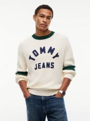 Tommy Jeans swetry z dzianiny Mężczyźni Bawełna beżowy, XL. Brązowe swetry męskie Tommy Jeans, m, bez wzorów, z bawełny, bez kołnierzyka. Za 489.95 zł.