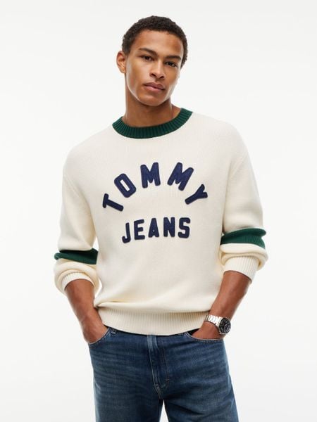 Tommy Jeans swetry z dzianiny Mężczyźni Bawełna beżowy, XL. Brązowe swetry męskie Tommy Jeans, m, bez wzorów, z bawełny, bez kołnierzyka. Za 489.95 zł.