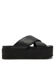 Calvin Klein Jeans Klapki Flatform Cross Mg Uc YW0YW01349 Czarny. Czarne klapki damskie Calvin Klein Jeans, bez wzorów, z jeansu, bez obcasa. Za 249.99 zł.
