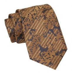 Krawat Męski, Klasyczny - ALTIES - Karmelowy, Kwiaty. Krawaty i muchy męskie Alties, bez wzorów, z tkaniny, eleganckie. Za 49.00 zł.