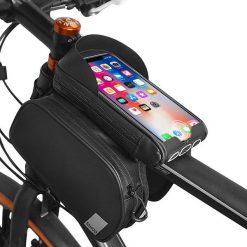 Torba na kierownicę z kieszenią na telefon. Czarne torebki klasyczne damskie SAHOO, bez wzorów, bez dodatków. Za 72.90 zł.