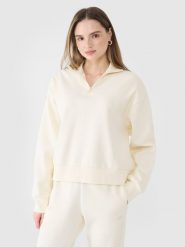 4F Bluza dresowa nierozpinana bez kaptura damska - biała XL. Białe bluzy bez kaptura damskie 4f, xl, z bawełny. W wyprzedaży za 129.99 zł.
