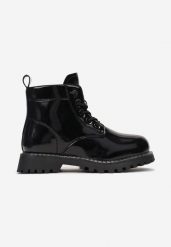 Czarne Lakierowane Botki Workery Masikane. Czarne botki dziewczęce Born2be, bez wzorów, z lakierowanej skóry, bez ramiączek. Za 139.99 zł.