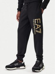 EA7 Emporio Armani Spodnie dresowe 7M001415 AF22266 MC004 Czarny Regular Fit. Czarne spodnie dresowe męskie EA7 Emporio Armani, bez wzorów, z bawełny. Za 449.99 zł.