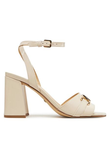 Guess Sandały FLJGRT LEA03 Beżowy. Brązowe sandały damskie Guess, z aplikacjami, ze skóry, bez obcasa, na słupku. Za 439.99 zł.