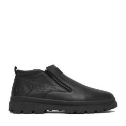 Botki Rieker. Czarne buty zimowe męskie Rieker, bez zapięcia. Za 419.99 zł.