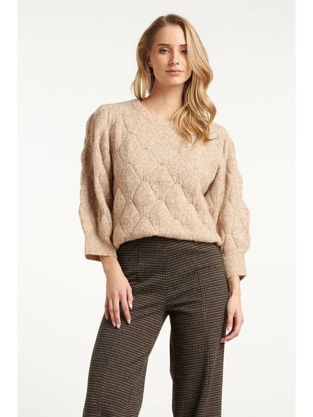 Smashed Lemon Sweter w kolorze beżowym rozmiar: XS. Brązowe swetry klasyczne damskie Smashed Lemon, xs, z wełny, bez kołnierzyka. Za 126.99 zł.