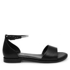 Sandały Lasocki. Czarne sandały damskie Lasocki, bez wzorów, bez obcasa, na płaskiej podeszwie. Za 139.99 zł.