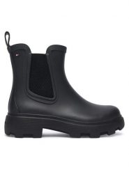 Tommy Hilfiger Kalosze Flag Cleated FW0FW09387 Czarny. Czarne kalosze damskie Tommy Hilfiger, bez wzorów, z gumy. Za 449.99 zł.