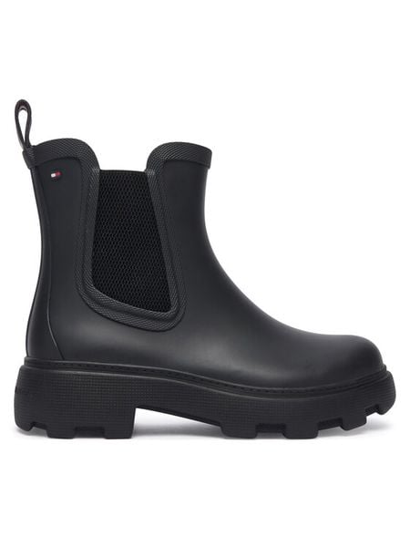 Tommy Hilfiger Kalosze Flag Cleated FW0FW09387 Czarny. Czarne kalosze damskie Tommy Hilfiger, bez wzorów, z gumy. Za 449.99 zł.