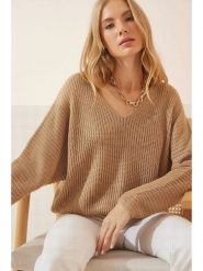 Happiness Istanbul Sweter w kolorze beżowym rozmiar: onesize. Brązowe swetry klasyczne damskie Happiness Istanbul, bez kołnierzyka. Za 70.74 zł.