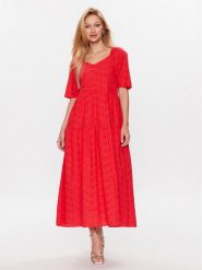 YAS Sukienka codzienna 26029550 Różowy Loose Fit. Czerwone sukienki damskie YAS, na co dzień, s, bez wzorów, z bawełny, bez kołnierzyka, bez ramiączek, proste. Za 309.99 zł.