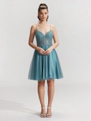Hey Kyla Sukienka koktajlowa 5AG014HK Niebieski Regular Fit. Niebieskie sukienki damskie Hey Kyla, bez wzorów, z syntetyku, wizytowe, bez kołnierzyka, bez ramiączek. Za 389.99 zł.