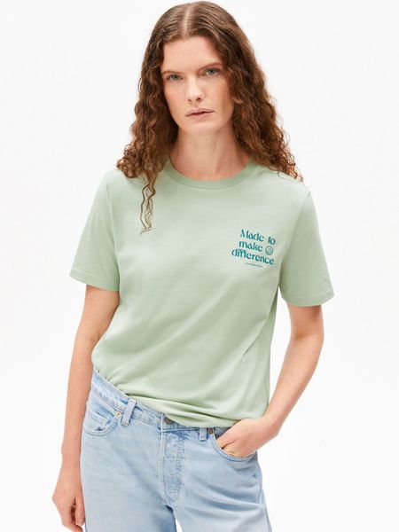 ARMEDANGELS Koszulka - Lualaa Embro Kobiety Bawełna zielony, S. Zielone t-shirty damskie ARMEDANGELS, s, z aplikacjami, z bawełny, bez kołnierzyka. Za 199.95 zł.