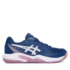 Buty do tenisa Asics. Niebieskie buty sportowe na co dzień damskie Asics, bez wzorów, tenisowe. Za 309.99 zł.