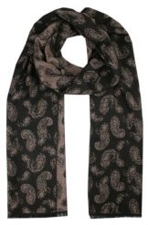 Męski Szalik z Wiskozy - Alties - Czerń i Beż, Paisley. Szaliki męskie Alties, na jesień, bez wzorów, z bawełny. Za 59.00 zł.