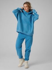 4F Spodnie dresowe joggery damskie - niebieskie XXL. Niebieskie spodnie dresowe damskie 4f, xxl, bez wzorów, z bawełny. Za 149.99 zł.