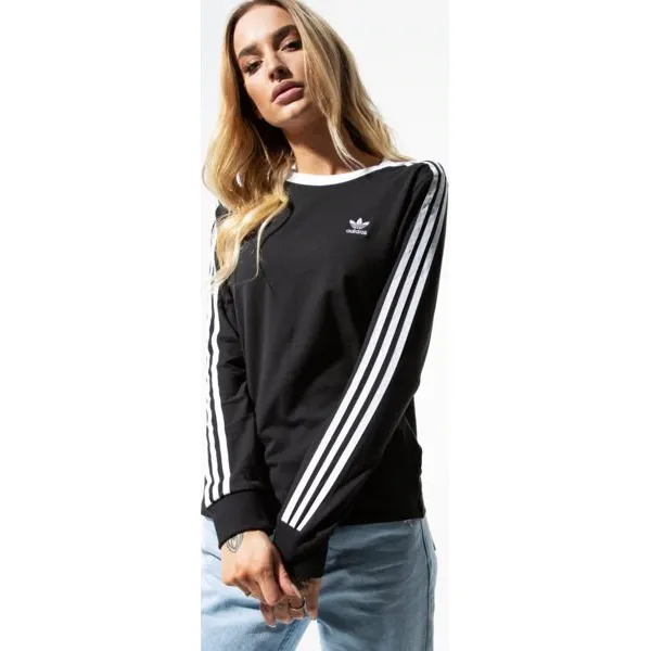 Adidas Koszulka Ls 3 Str Ls Tee , czarny, rozmiar M. Czarne t-shirty damskie Adidas, m, bez wzorów, z bawełny, bez kołnierzyka. Za 169.99 zł.